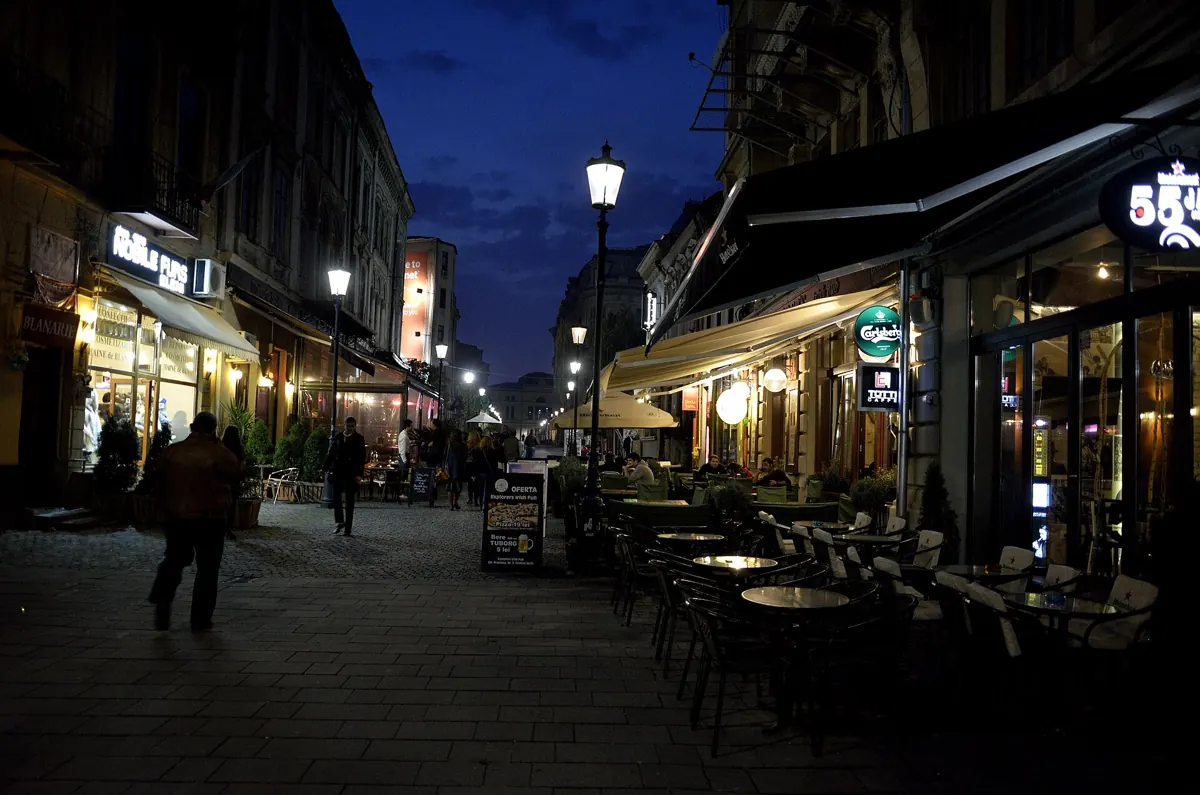 Bars and terraces in the Old Town after dark